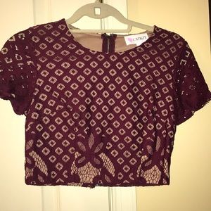 Burgundy 2 piece lace set
